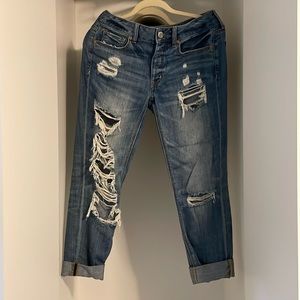 American eagle ripped boyfriend jeans- so they have a loose/baggy fit